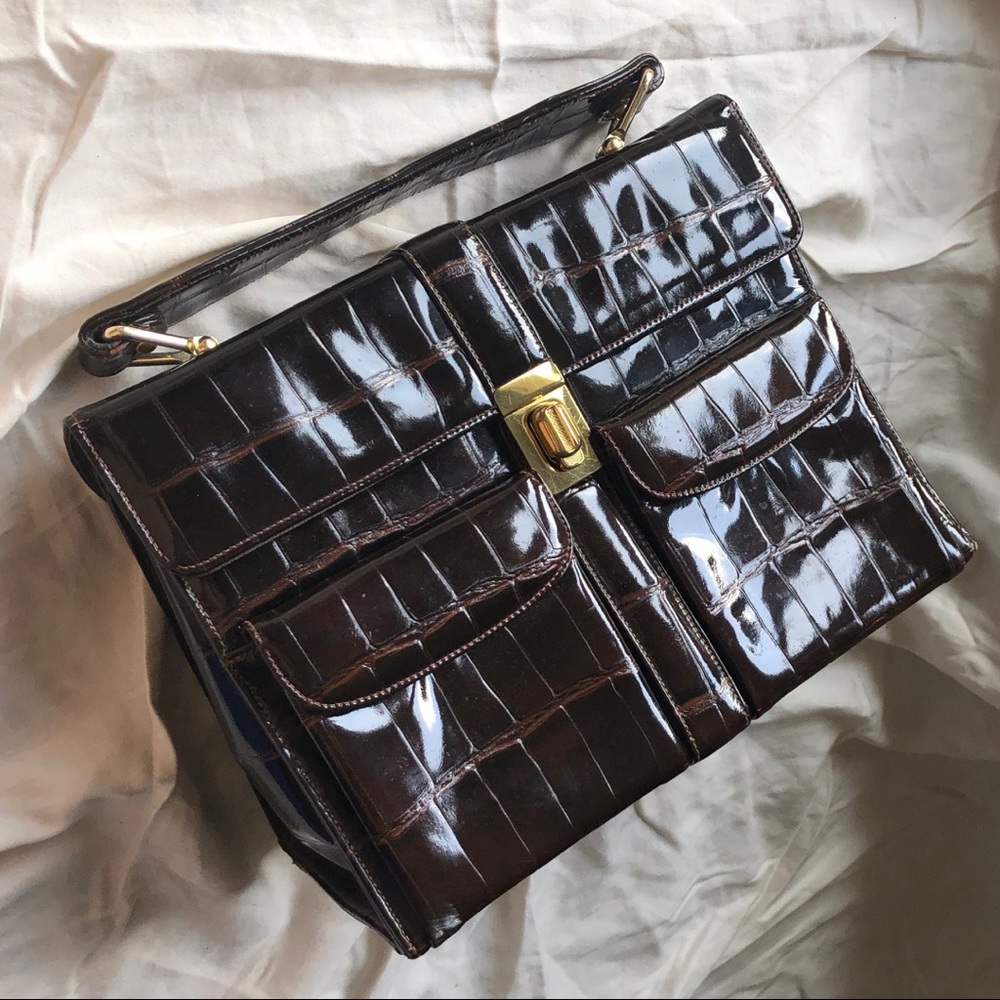 Magda Makkay Alligator Print Structured Purse
